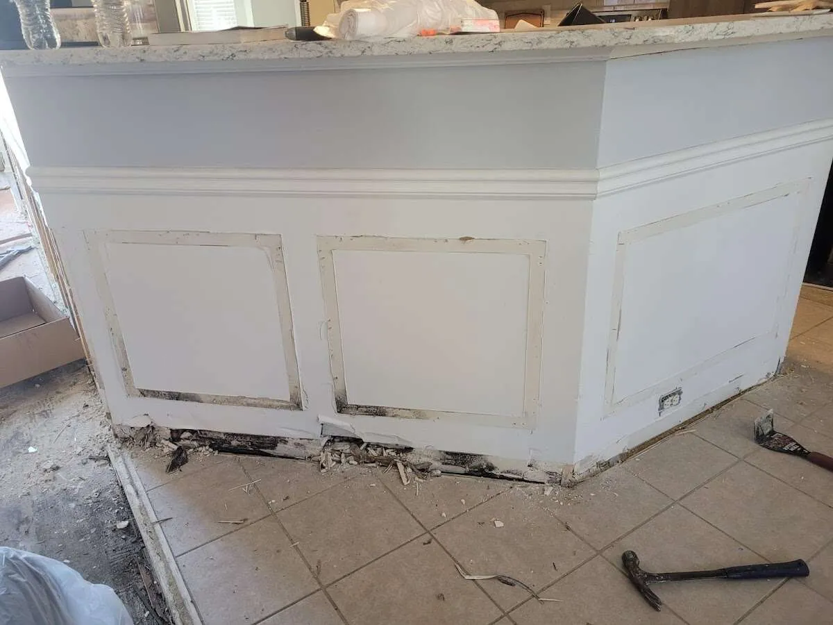 Water damage and mold on kitchen during Storm Damage Restoration in Fruitland